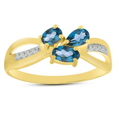 BUY 14K GOLD LONDON BLUE TOPAZ RING – ELEGANT FLORAL CLUSTER DESIGN